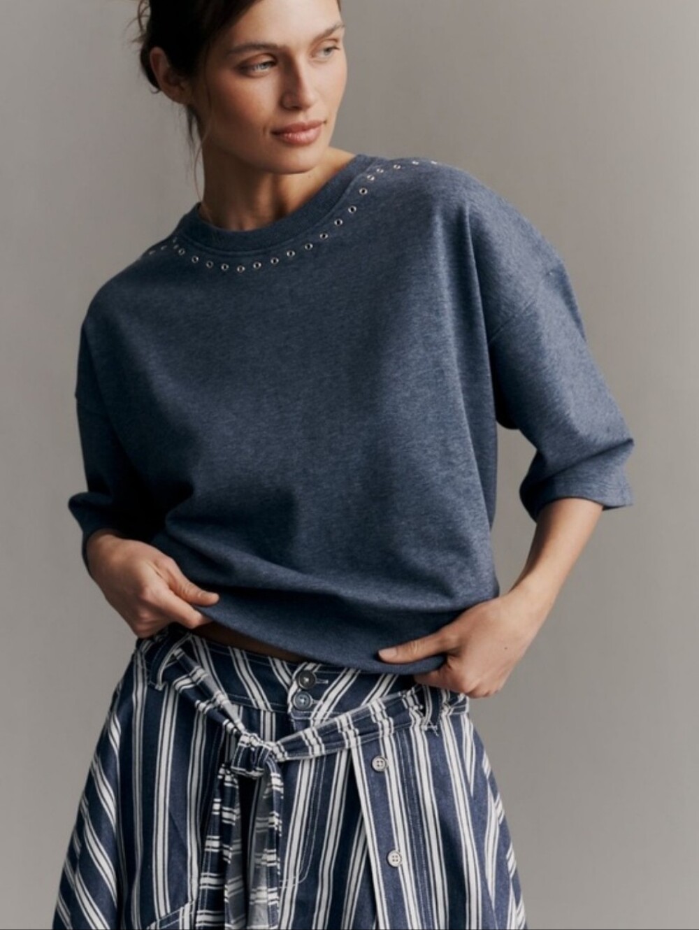 Anthropologie Maeve Jasper Grommet Pullover Blue Heather Top Women's 3X